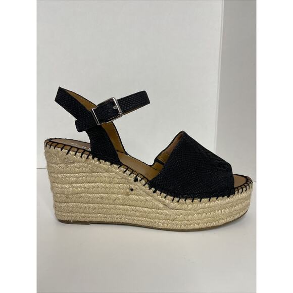 Franco Sarto Takara Espadrille Wedge Sandal Black Size 9.5 M - Picture 1 of 10